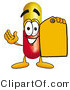 Illustration of a Medical Pill Capsule Mascot Holding an Orange Sales Price Tag by Mascot Junction