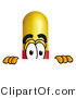 Illustration of a Medical Pill Capsule Mascot Peeking over a Surface by Mascot Junction