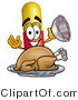 Illustration of a Medical Pill Capsule Mascot Serving a Thanksgiving Turkey on a Platter by Mascot Junction