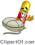 Illustration of a Medical Pill Capsule Mascot with a Computer Mouse by Mascot Junction
