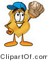 Illustration of a Police Badge Mascot Catching a Baseball with a Glove by Mascot Junction