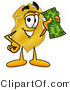 Illustration of a Police Badge Mascot Holding a Dollar Bill by Mascot Junction