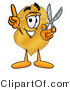 Illustration of a Police Badge Mascot Holding a Pair of Scissors by Mascot Junction