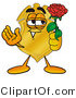 Illustration of a Police Badge Mascot Holding a Red Rose on Valentines Day by Mascot Junction