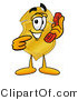 Illustration of a Police Badge Mascot Holding a Telephone by Mascot Junction