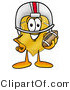 Illustration of a Police Badge Mascot in a Helmet, Holding a Football by Mascot Junction