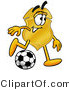 Illustration of a Police Badge Mascot Kicking a Soccer Ball by Mascot Junction