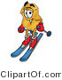 Illustration of a Police Badge Mascot Skiing Downhill by Mascot Junction