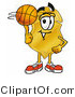 Illustration of a Police Badge Mascot Spinning a Basketball on His Finger by Mascot Junction