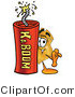 Illustration of a Police Badge Mascot Standing with a Lit Stick of Dynamite by Mascot Junction