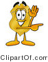 Illustration of a Police Badge Mascot Waving and Pointing by Mascot Junction
