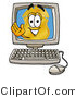 Illustration of a Police Badge Mascot Waving from Inside a Computer Screen by Mascot Junction