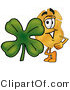 Illustration of a Police Badge Mascot with a Green Four Leaf Clover on St Paddy's or St Patricks Day by Mascot Junction