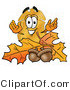 Illustration of a Police Badge Mascot with Autumn Leaves and Acorns in the Fall by Mascot Junction