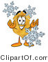 Illustration of a Police Badge Mascot with Three Snowflakes in Winter by Mascot Junction