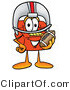 Illustration of a Red Cartoon Telephone Mascot in a Helmet, Holding a Football by Mascot Junction