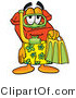 Illustration of a Red Cartoon Telephone Mascot in Green and Yellow Snorkel Gear by Mascot Junction