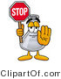 Illustration of a Science Beaker Mascot Holding a Stop Sign by Mascot Junction