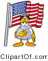 Illustration of a Science Beaker Mascot Pledging Allegiance to an American Flag by Toons4Biz