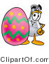 Illustration of a Science Beaker Mascot Standing Beside an Easter Egg by Toons4Biz