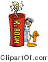 Illustration of a Science Beaker Mascot Standing with a Lit Stick of Dynamite by Mascot Junction