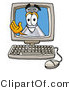 Illustration of a Science Beaker Mascot Waving from Inside a Computer Screen by Toons4Biz