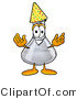Illustration of a Science Beaker Mascot Wearing a Birthday Party Hat by Mascot Junction