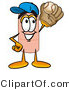 Illustration of an Adhesive Bandage Mascot Catching a Baseball with a Glove by Mascot Junction