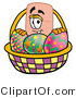 Illustration of an Adhesive Bandage Mascot in an Easter Basket Full of Decorated Easter Eggs by Mascot Junction