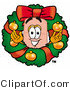 Illustration of an Adhesive Bandage Mascot in the Center of a Christmas Wreath by Mascot Junction