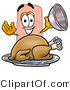 Illustration of an Adhesive Bandage Mascot Serving a Thanksgiving Turkey on a Platter by Mascot Junction