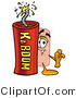 Illustration of an Adhesive Bandage Mascot Standing with a Lit Stick of Dynamite by Mascot Junction