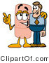 Illustration of an Adhesive Bandage Mascot Talking to a Business Man by Mascot Junction