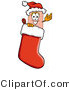 Illustration of an Adhesive Bandage Mascot Wearing a Santa Hat Inside a Red Christmas Stocking by Mascot Junction