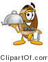 Illustration of an American Football Mascot Dressed As a Waiter and Holding a Serving Platter by Mascot Junction