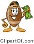 Illustration of an American Football Mascot Holding a Dollar Bill by Mascot Junction