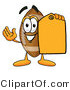 Illustration of an American Football Mascot Holding a Yellow Sales Price Tag by Mascot Junction