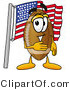 Illustration of an American Football Mascot Pledging Allegiance to an American Flag by Mascot Junction