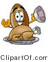 Illustration of an American Football Mascot Serving a Thanksgiving Turkey on a Platter by Mascot Junction