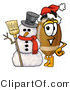 Illustration of an American Football Mascot with a Snowman on Christmas by Mascot Junction