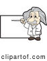 Vector Illustration of a Albert Einstein Scientist Pointing to a Sign by Mascot Junction