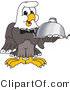 Vector Illustration of a Bald Eagle Mascot Serving a Platter by Mascot Junction