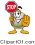 Vector Illustration of a Baseball Mascot Holding a Stop Sign by Toons4Biz
