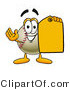 Vector Illustration of a Baseball Mascot Holding a Yellow Sales Price Tag by Mascot Junction