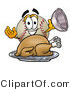 Vector Illustration of a Baseball Mascot Serving a Thanksgiving Turkey on a Platter by Mascot Junction