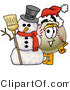 Vector Illustration of a Baseball Mascot with a Snowman on Christmas by Mascot Junction