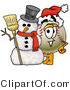 Vector Illustration of a Baseball Mascot with a Snowman on Christmas by Toons4Biz