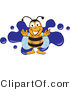 Vector Illustration of a Bee Smiling over Blue SplattersBee Smiling over Blue Splatters by Mascot Junction