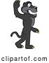 Vector Illustration of a Black Panther School Mascot Gesturing to Follow Him, Symbolizing Leadership by Toons4Biz