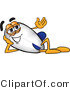 Vector Illustration of a Blimp Mascot Gesturing with His Hand While Lying on His Side by Mascot Junction